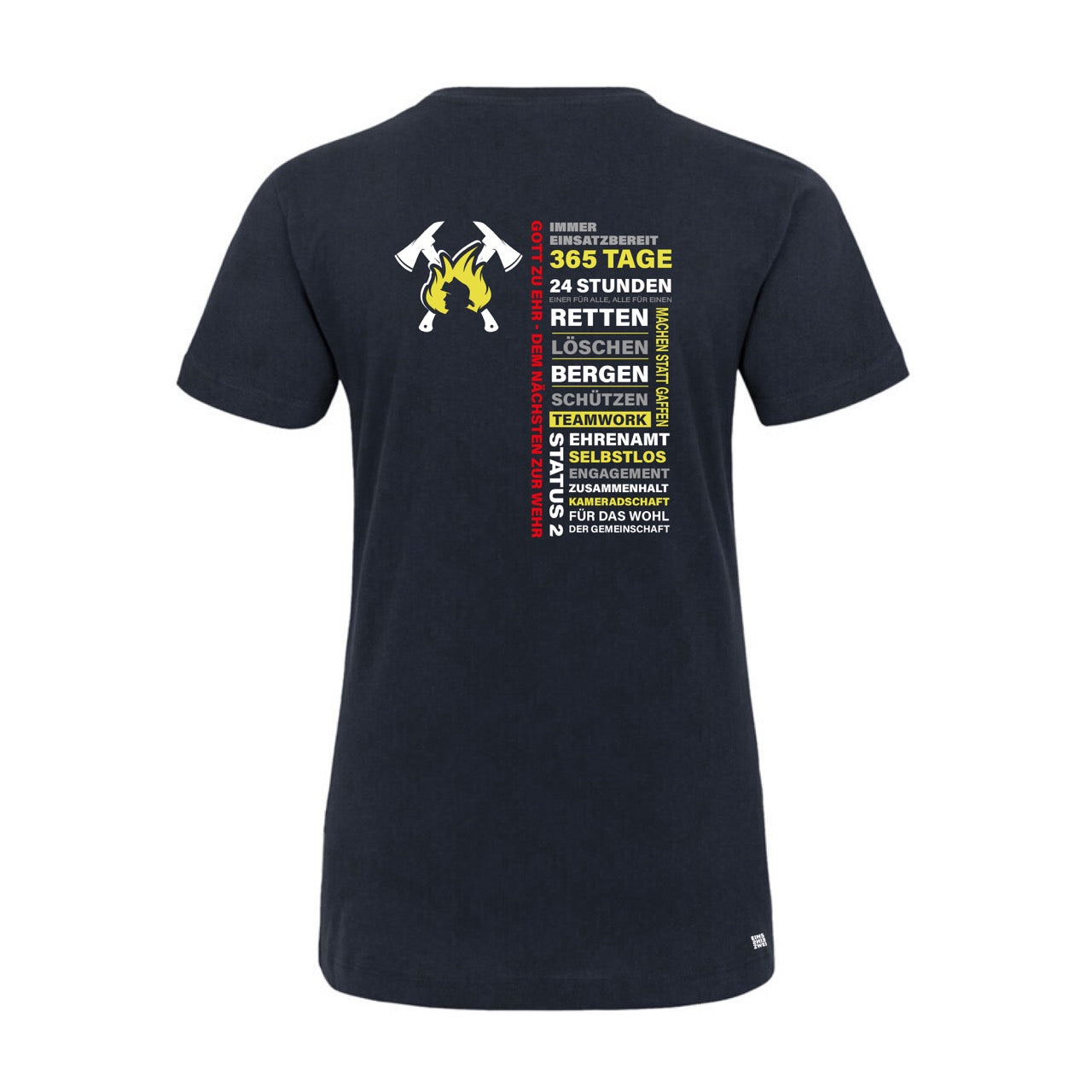 Damen T-Shirt Feuerwehr Fashion Einsatzbereit blau