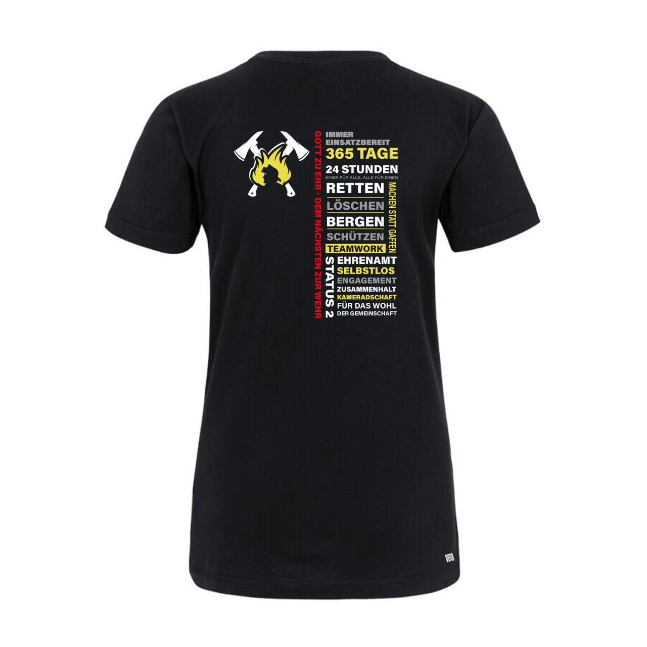 Damen T-Shirt Feuerwehr Fashion Einsatzbereit schwarz