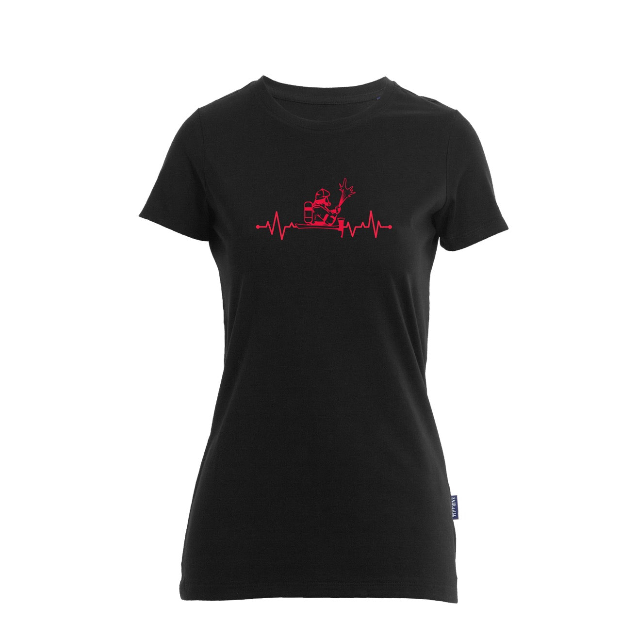 Damen T-Shirt Feuerwehr Fashion Puls schwarz