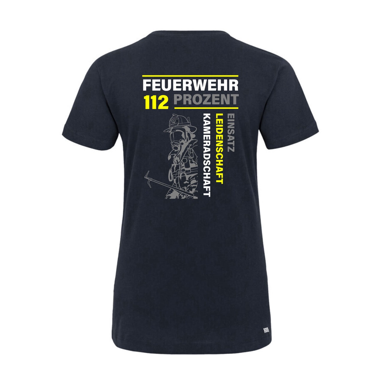 Damen T-Shirt Feuerwehr Fashion 112 Prozent blau