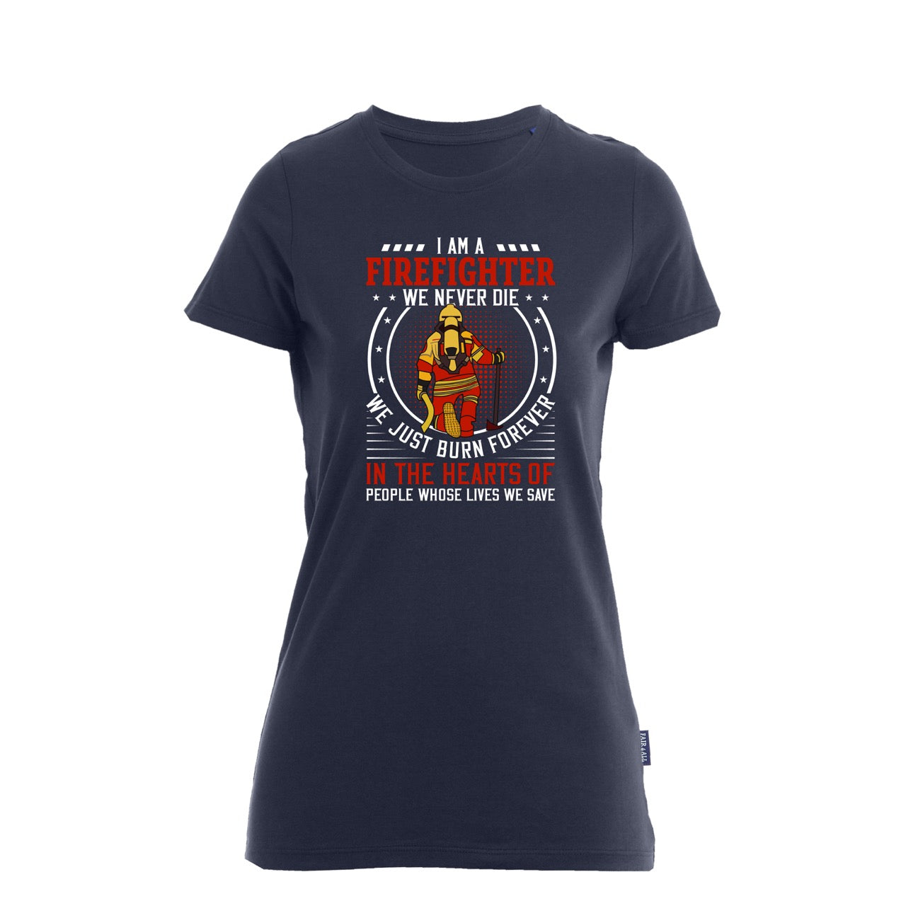 Damen T-Shirt Feuerwehr Fashion Firefighter never die blau