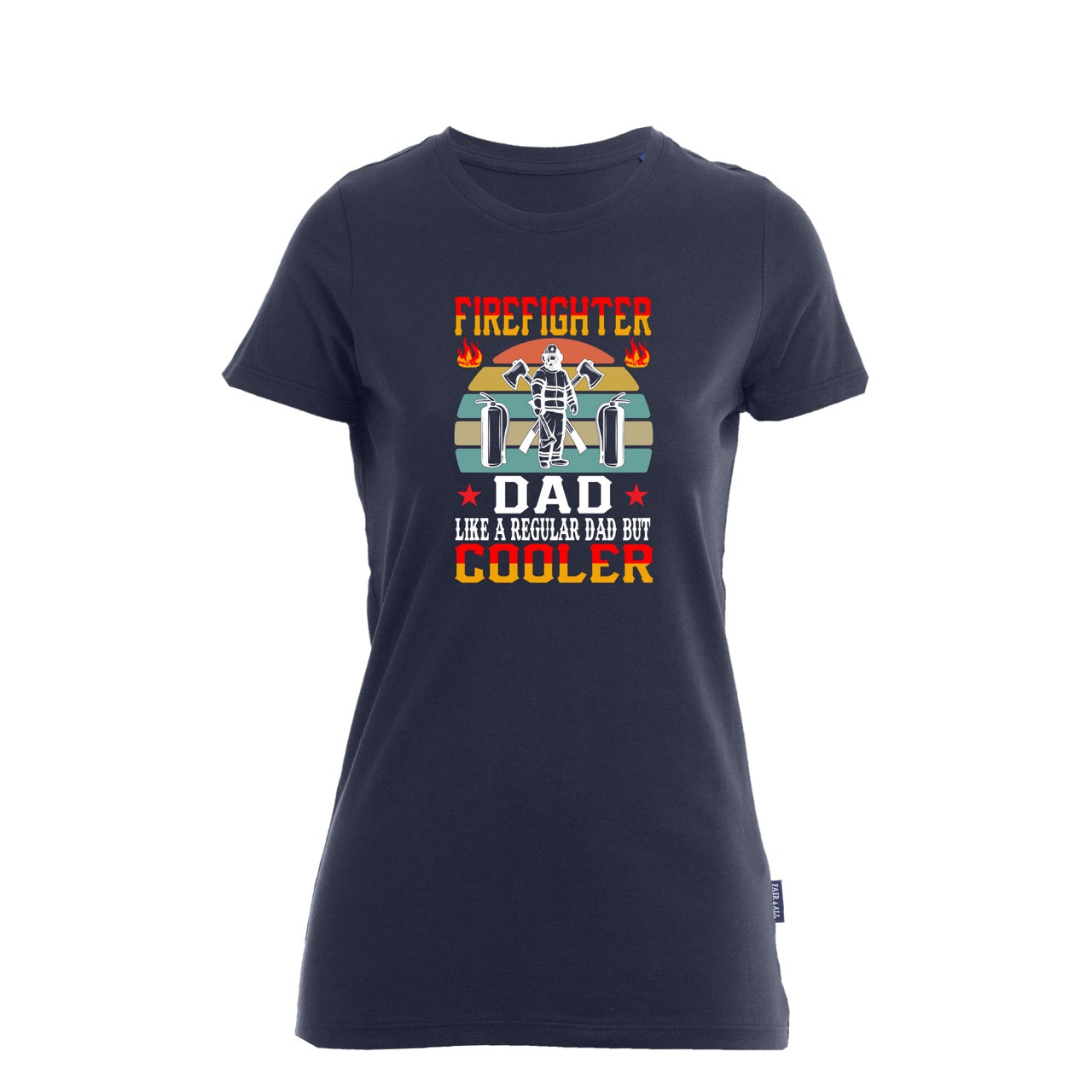Damen T-Shirt Feuerwehr Fashion Cooler Dad blau