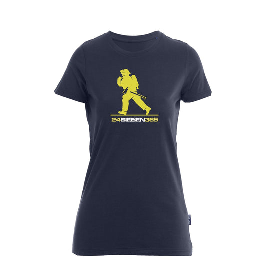 Damen T-Shirt Feuerwehr Fashion 24sieben365 blau