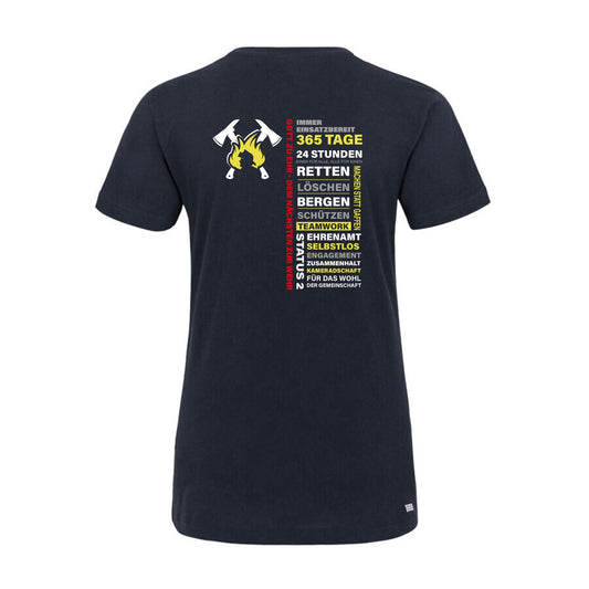 Damen T-Shirt Feuerwehr Fashion Einsatzbereit blau