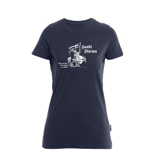 Damen T-Shirt Feuerwehr Fashion Sankt Florian blau