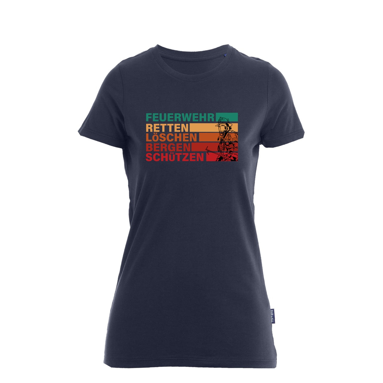 Damen T-Shirt Feuerwehr Fashion R-L-B-S blau