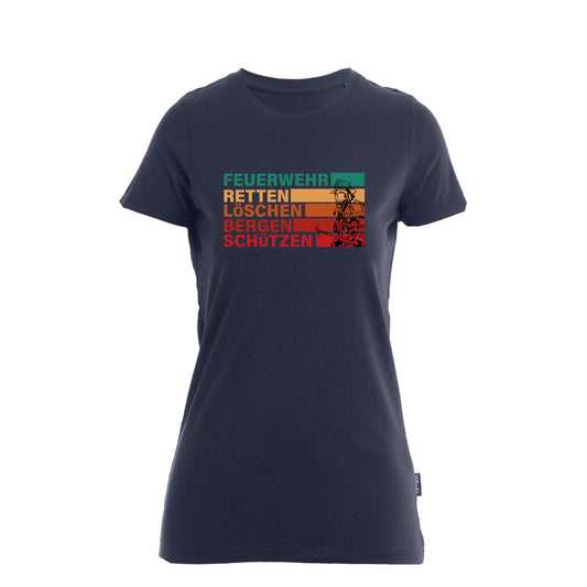 Damen T-Shirt Feuerwehr Fashion R-L-B-S blau