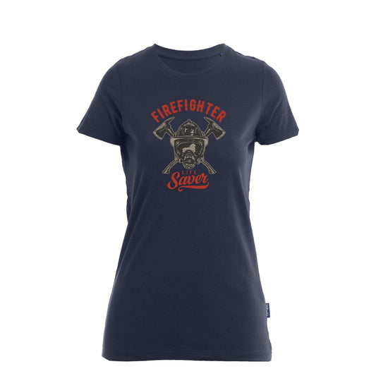 Damen T-Shirt Feuerwehr Fashion Life Saver blau
