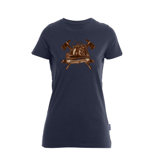 Damen T-Shirt Feuerwehr Fashion Firefighter blau