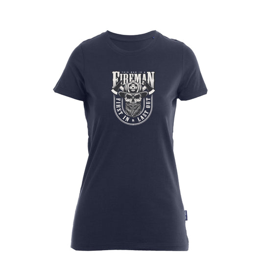 Damen T-Shirt Feuerwehr Fashion Fireman blau