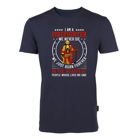 T-Shirt Feuerwehr Fashion Firefighter never die blau