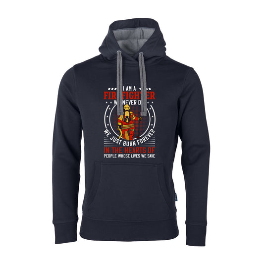 Unisex Sweat Hoodie Feruerwehr Firefighter never Die blau