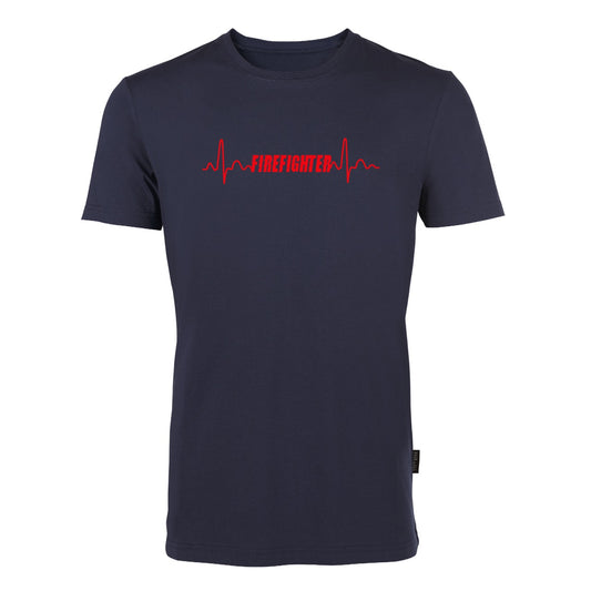 T-Shirt Feuerwehr Fashion Herzschlag blau