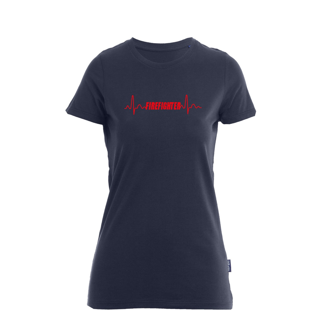 Damen T-Shirt Feuerwehr Fashion Herzschlag blau