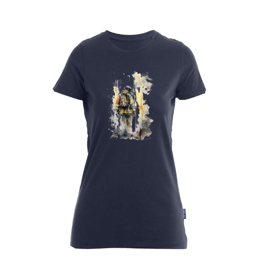 Damen T-Shirt Feuerwehr Fashion Feuer blau